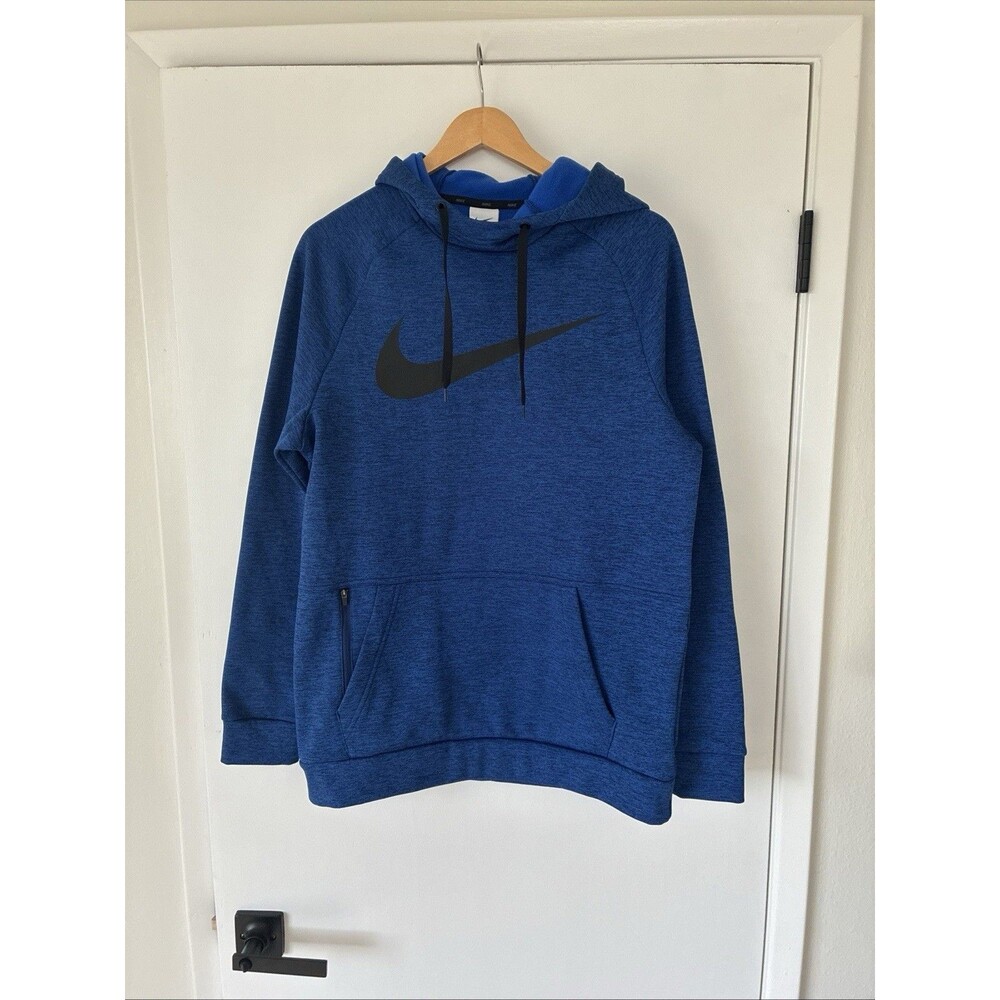 Nike Therma-FIT Hoodie Mens Small Blue Pullover Fleece Sweatshirt Swoosh Logo - Picture 2 of 7